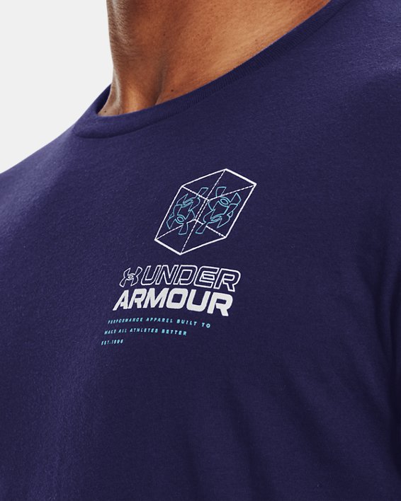 Men's UA Schematic Logo Short Sleeve in Blue image number 6